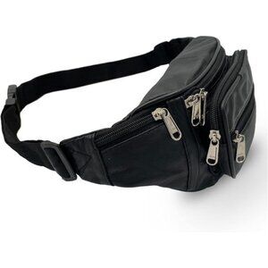 Vegan Leather Large Fanny Pack Black